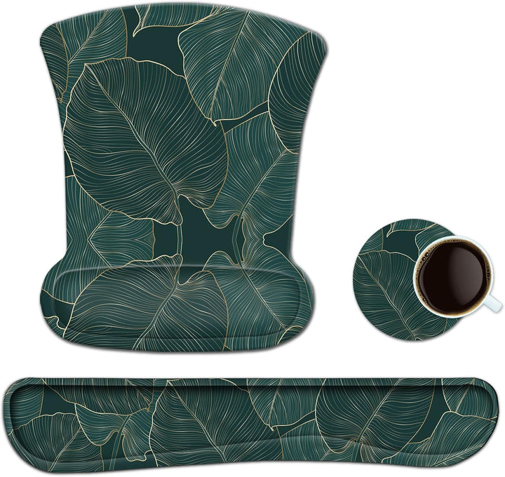 Mauspad mit Handauflage, Mauspad mit Gelkissen und Ergonomische Memory Foam Tastatur Handgelenkaufla