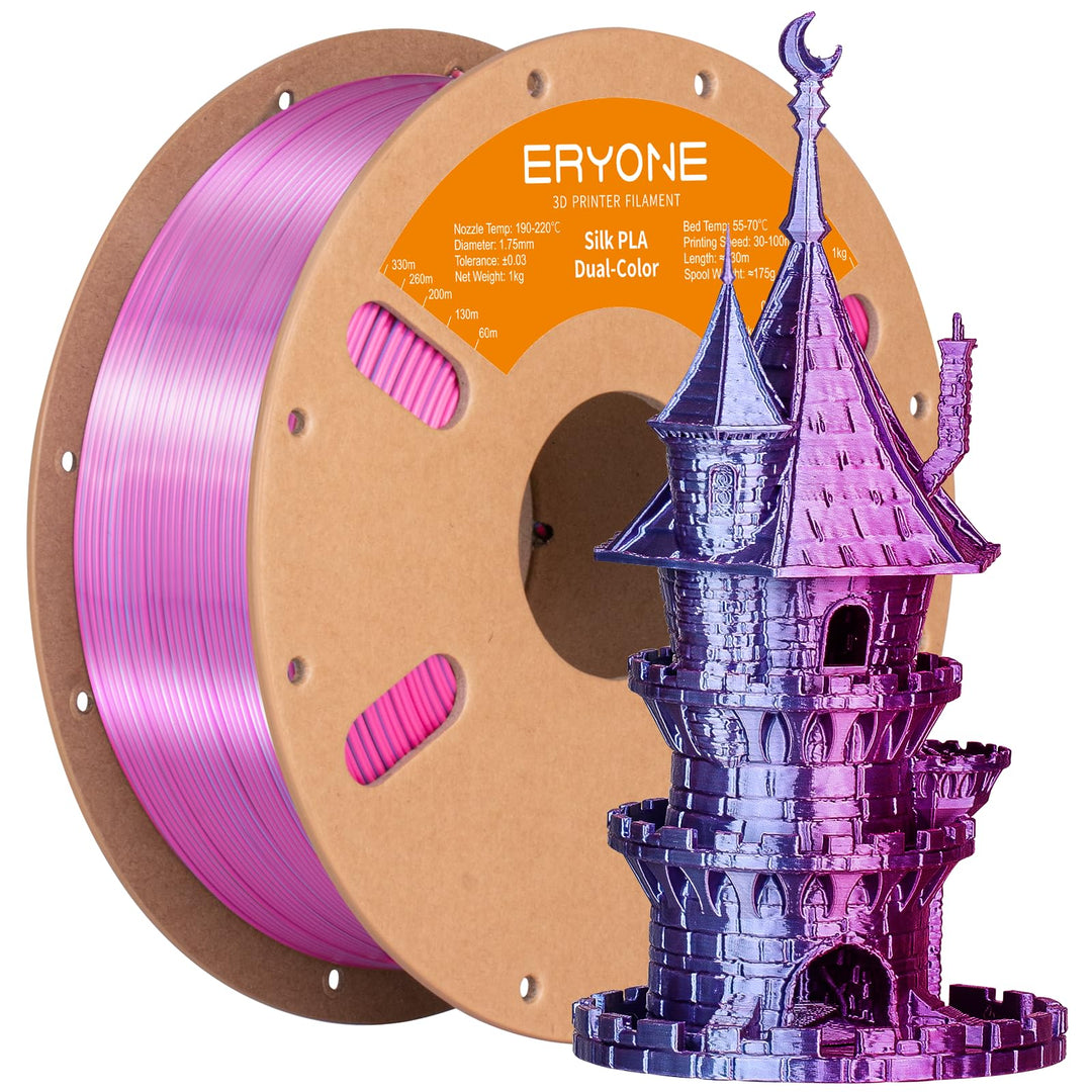 ERYONE Dual Seiden PLA Filament 1.75mm,Co-Extrucsion PLA Seiden Filament für 3D Drucker +/- 0,03 mm,