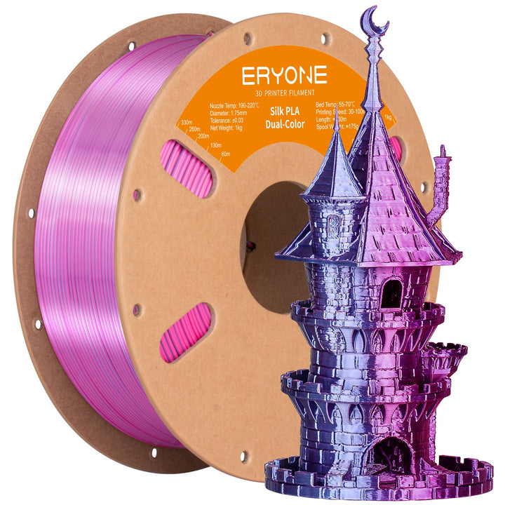 ERYONE Dual Seiden PLA Filament 1.75mm,Co-Extrucsion PLA Seiden Filament für 3D Drucker +/- 0,03 mm,