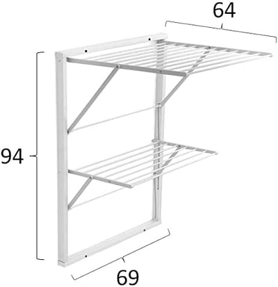 Arredamenti Italia Wandtrockner Kevin, Holz - abschliessbar - 11 m ausziehbar - Weisses Finish AR-It