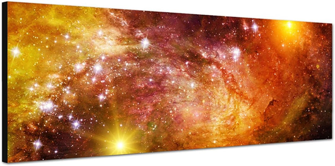 Paul Sinus Art Panoramabild auf Leinwand und Keilrahmen 150x50cm Weltraum Galaxie Sterne Planet