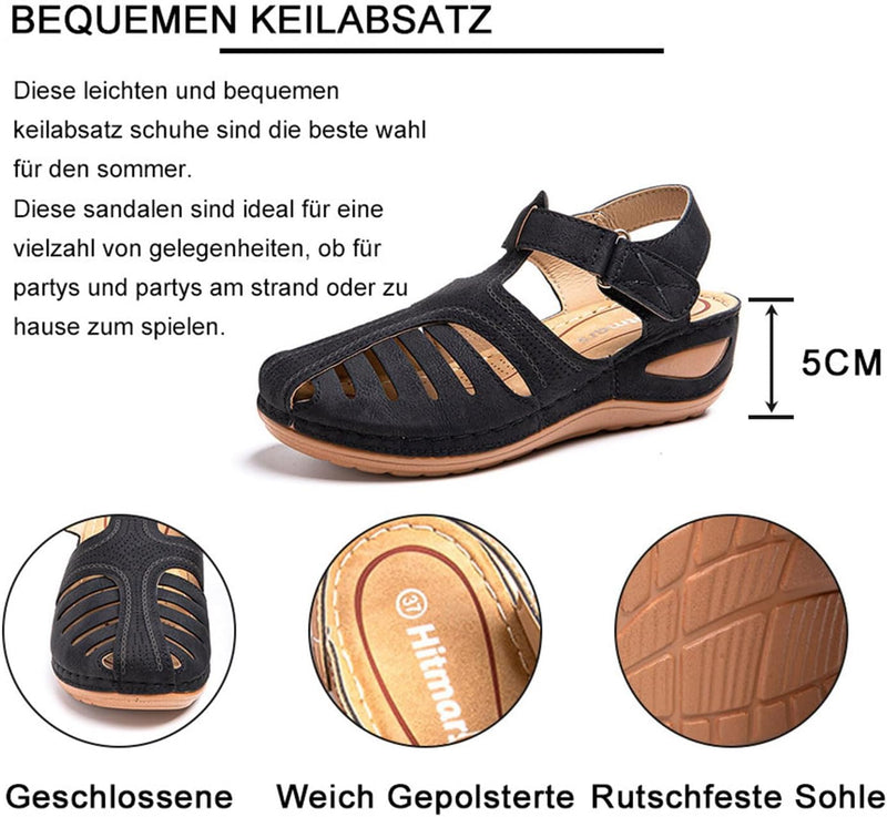 Plateau Sandalen Damen Keilabsatz Pantoletten Geschlossene Sommer Keilsandalen Slingback Fussbett Sa