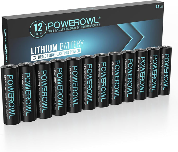POWEROWL Batterien AA 1,5 V Lithium AA Batterien 12 Stück (Nicht Wiederaufladbare) für High-Tech Ger
