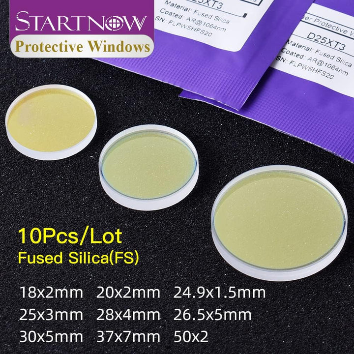 Startnow 10 Teile/los Faser-Laser-Schutzlinse D28xT4 24,9x1,5 30x5 37x7 50x2 1064nm Optische Faser O
