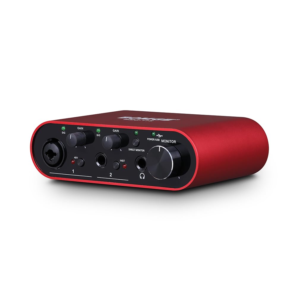 BOMGE BMG11S USB-Audio-Schnittstelle (24 Bit/192 kHz) mit XLR, 48 V Phantomspeisung, für Gitarristen