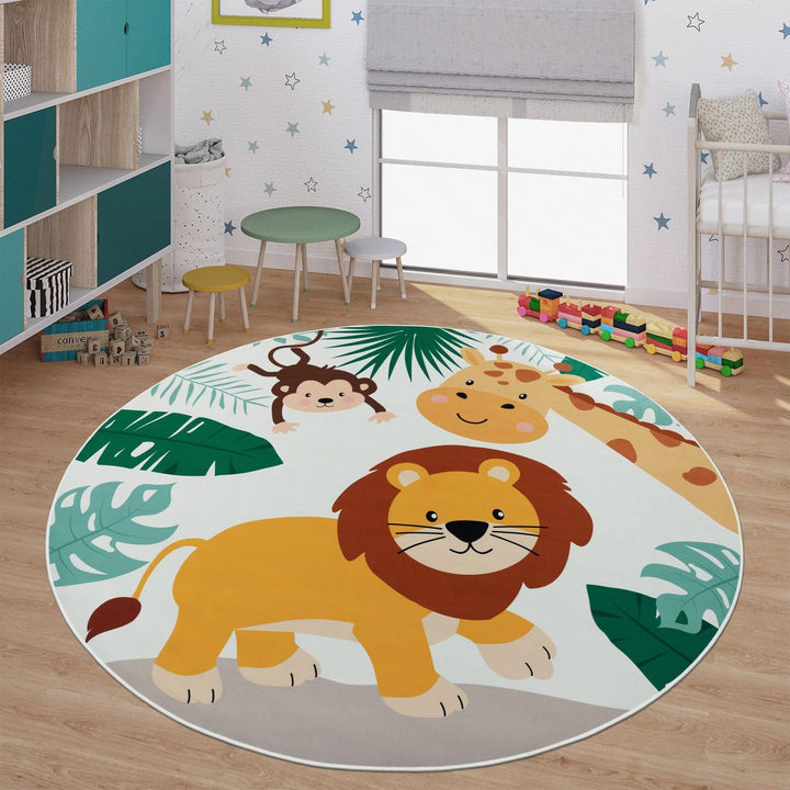 TT Home Kinderteppich Babyzimmer Teppich Kinderzimmer rutschfest Tiere Weltkarte Autos, Farbe:Grün B
