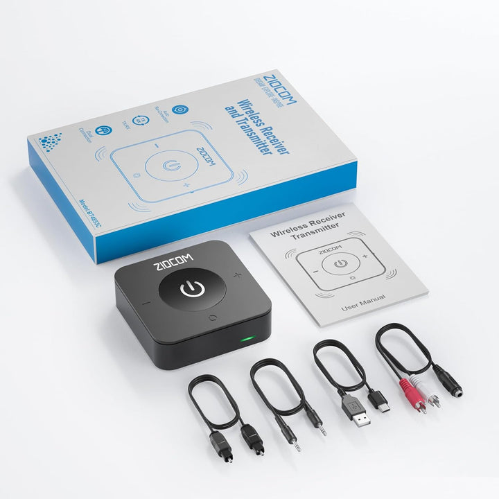 ZIOCOM Bluetooth Adapter Stereoanlage,Bluetooth Sender Empfänger 5.0 Audio Adapter für TV/PC/MP3/Hei