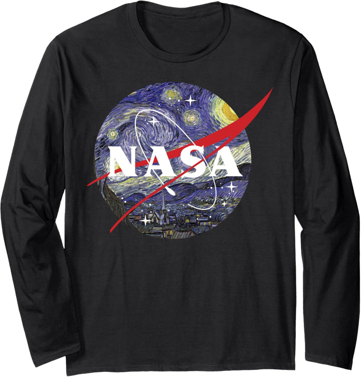 NASA Van Gogh Starry Night Style Logo Langarmshirt