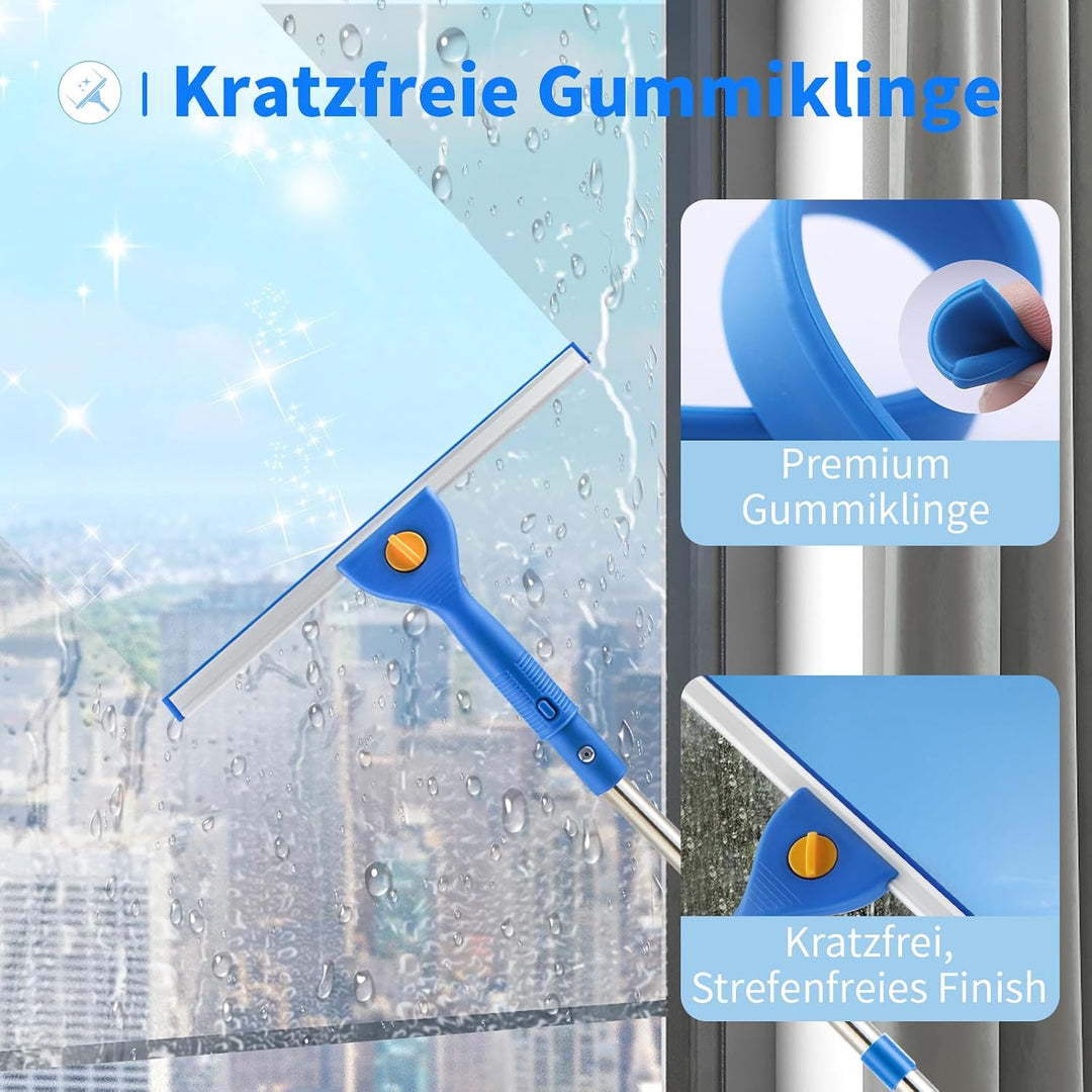 1,5m Fensterreiniger mit Langem Griff, 35cm Fensterabzieher und 38cm Fensterwischer als Kombi-Set, P