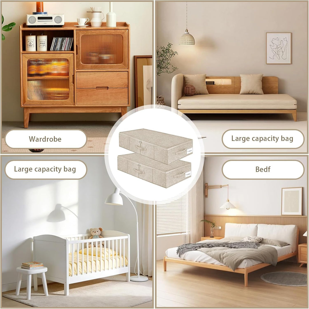2 Stück Unterbett Aufbewahrungsbox, Unterbettkommode, Faltbarer Unterbett Aufbewahrung Gross, Unterb