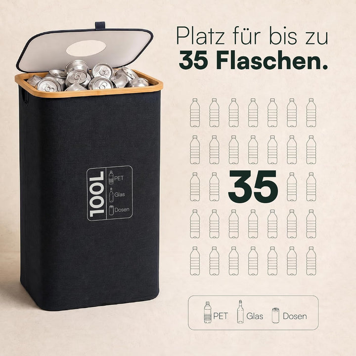 Pfandflaschen Behälter - Pfandsammler - Pfandflaschen Sammelbehälter Schwarz, Schwarz