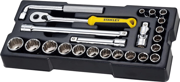 Stanley Transmodul System, Modul (1/2 Zoll Steckschlüssel 12-Kant Zubehör-Set, mit Umschaltknarre mi