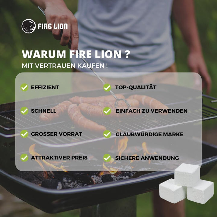 FIRE LION - 24 Anzündplatten, geschnitten in 32 oder 48 Würfel (max. 1152x Stück) Anzündwürfel Kamin