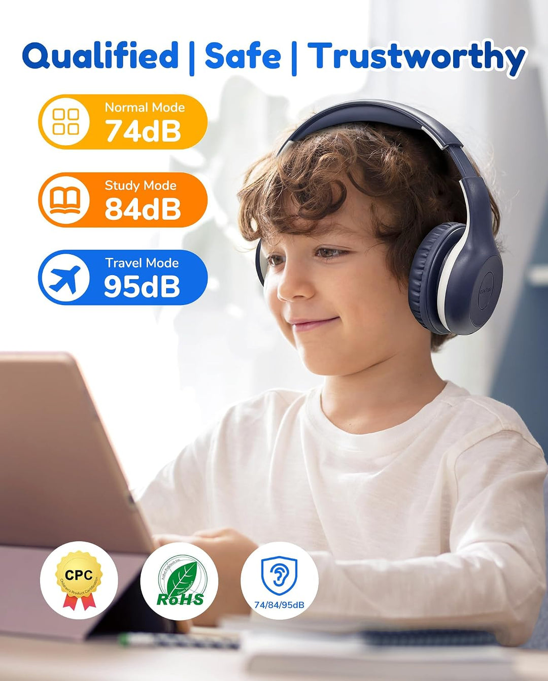 EarFun Bluetooth Kopfhörer Kinder [2er-Pack], 85/94dB Lautstärkeregelung, HiFi Sound, HD-Mikrofon, 4