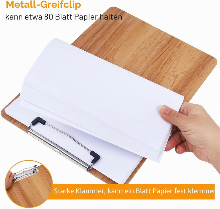 Klemmbrett Holz A5, 12 Stück Klemmbrett A5 mit Metalklemme | Klemmbrett mit Metalklemme, Schreibplat
