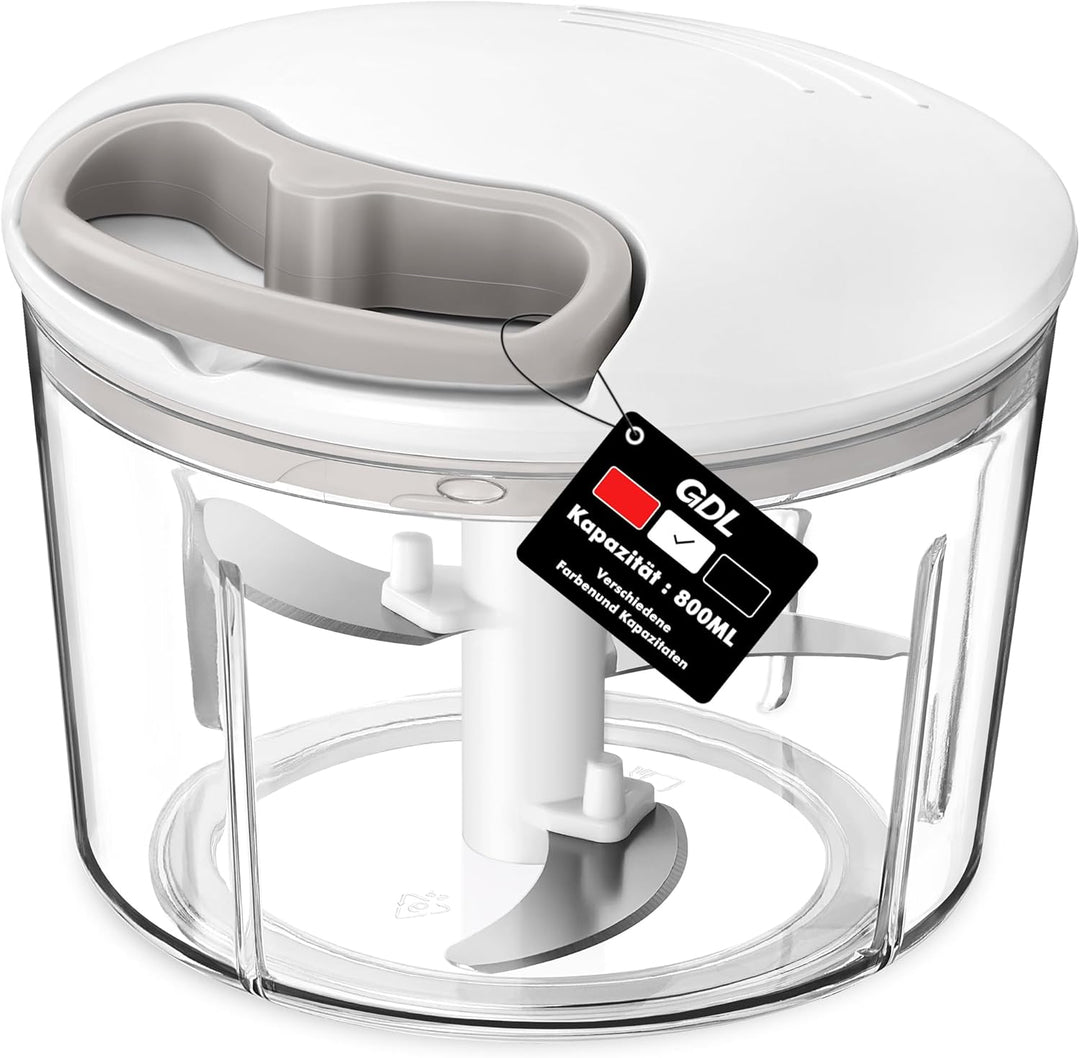 GDL Zwiebelschneider, 800ML Zwiebel Zerkleinerer mit Edelstahlklingen, Multizerkleinerer Gemüseschne