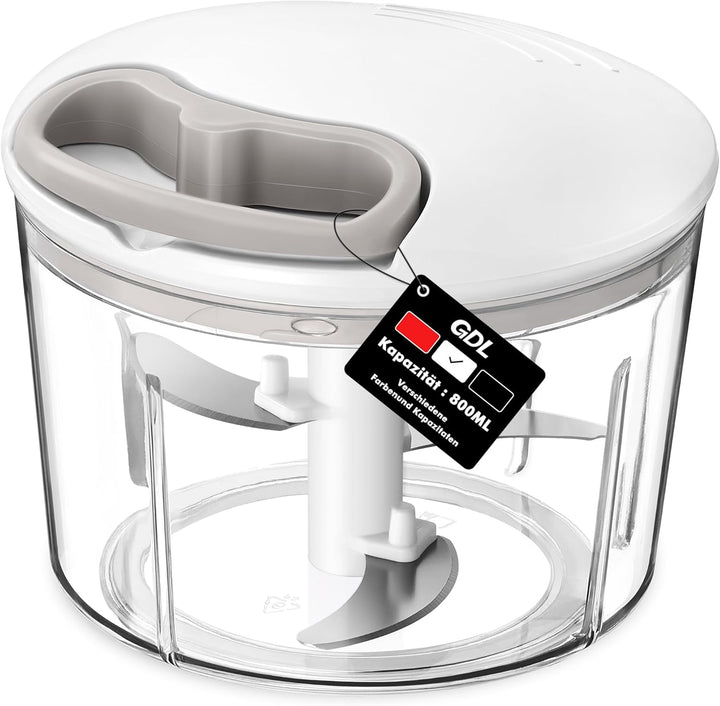 GDL Zwiebelschneider, 800ML Zwiebel Zerkleinerer mit Edelstahlklingen, Multizerkleinerer Gemüseschne