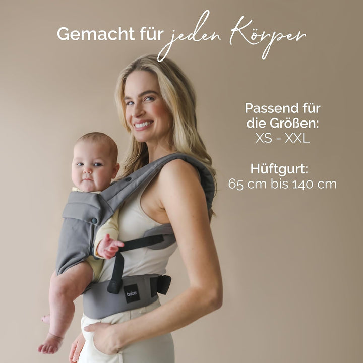 Boba Auri Babytrage Neugeboren bis Kleinkind - 100% Baumwolle-Premium, 3 ergonomische Tragepositione