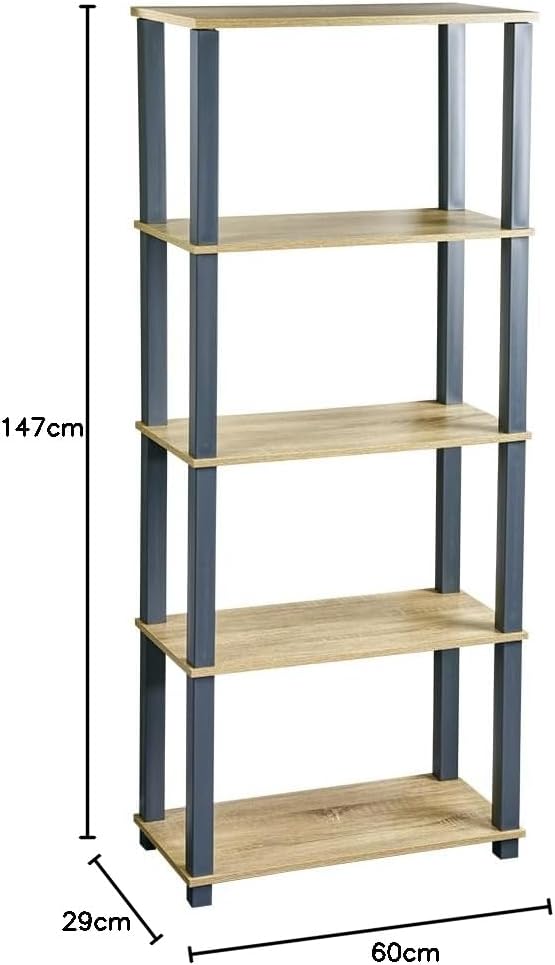 Kesper | Regal, Material: MDF, Masse: B 60 x T 29 x H 147 cm, Farbe: Somona Eiche Dekor, Grau | 1845