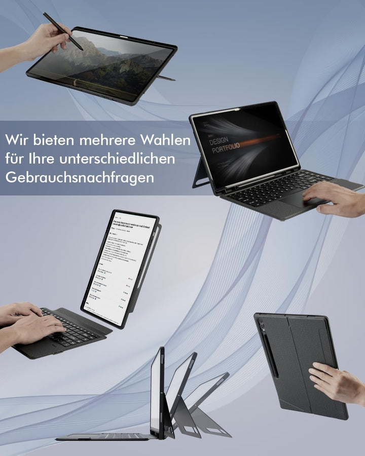 Doohoeek Tastatur mit Hülle für Samsung Galaxy Tab S10 Ultra 2024 14,6 Zoll, Tab S9 Ultra 2023, Tab