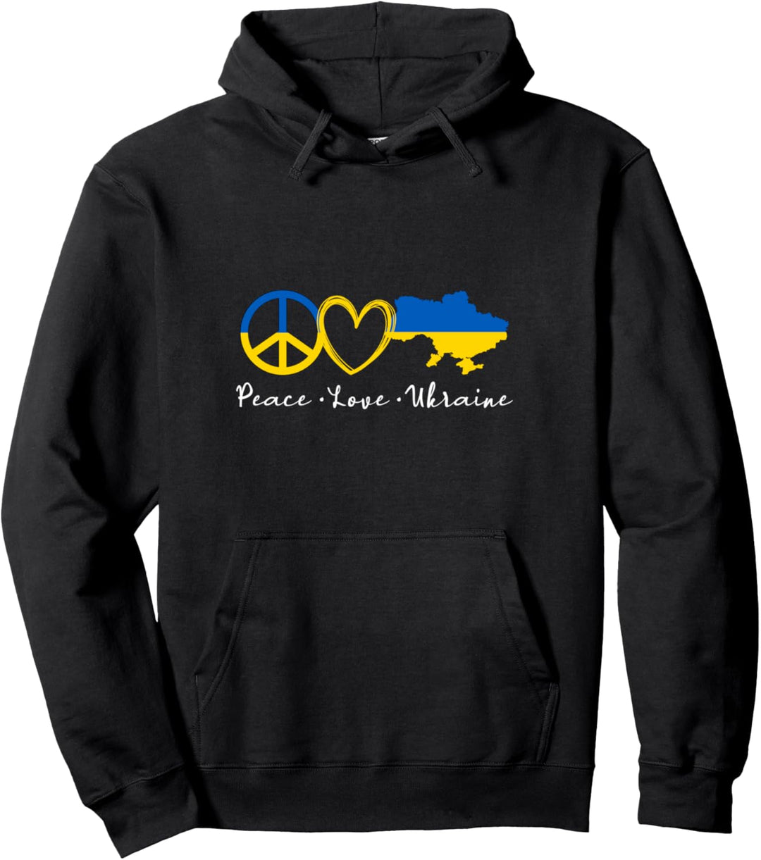 Frieden Liebe Ukraine | Frieden Herz Ukrainische Flagge Pullover Hoodie