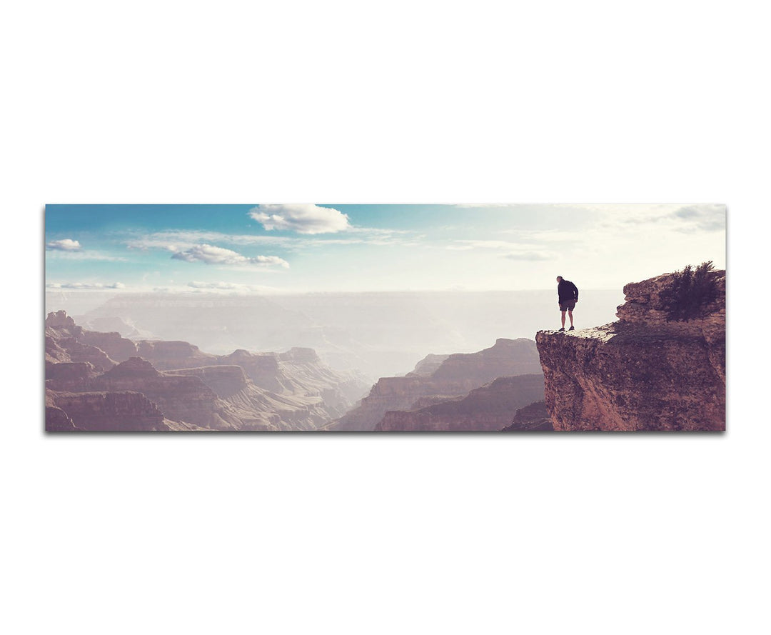 Paul Sinus Art Panoramabild auf Leinwand und Keilrahmen 150x50cm Grand Canyon Felsen Schlucht Mensch