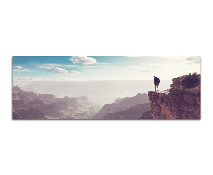 Paul Sinus Art Panoramabild auf Leinwand und Keilrahmen 150x50cm Grand Canyon Felsen Schlucht Mensch