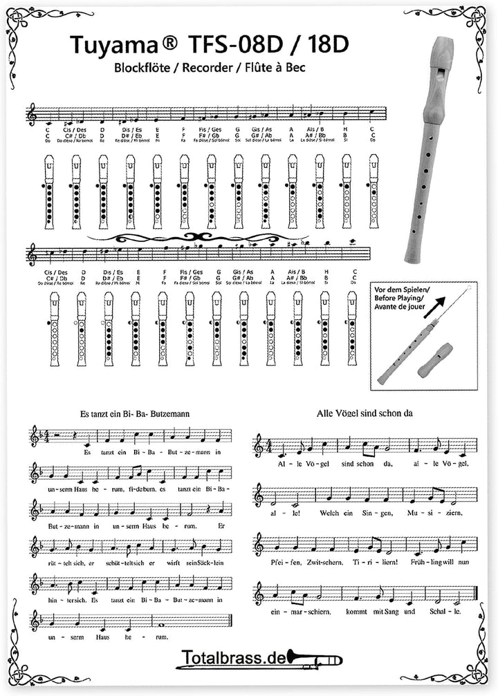 Starterset: Tuyama TFS-08D (deutsche Griffweise) Blockflöte + 'Meine Lustige Blockflöte' Band 1 ISBN