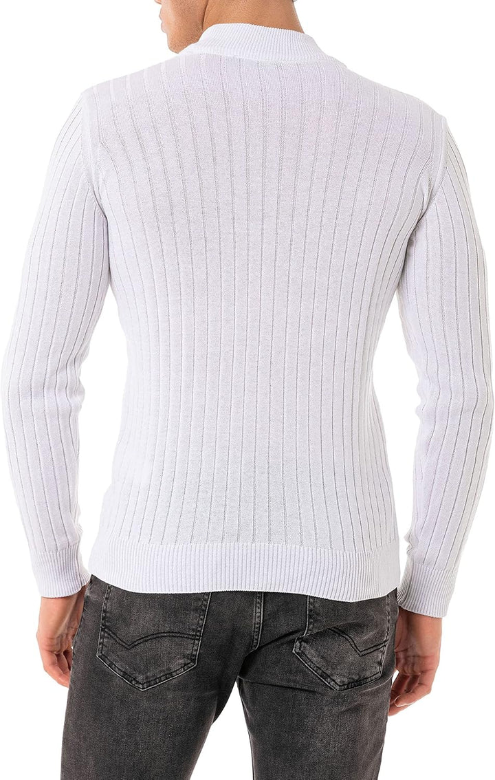 Red Bridge Herren Strickpullover Stehkragen Pullover S Weiss, S Weiss