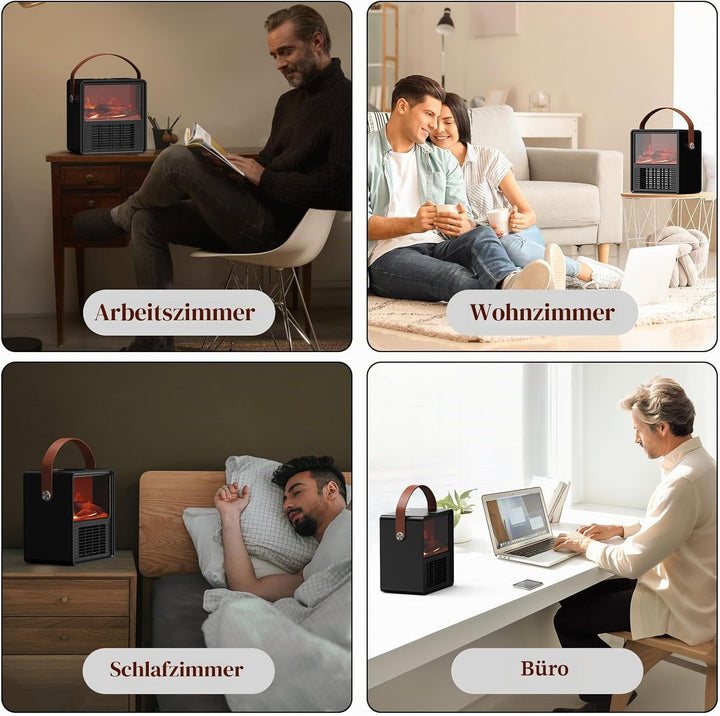 Minthouz Elektrischer Heizlüfter 1200W/800W, Keramik Heizgerät mit 3D Flammeneffekt, Einstellbarem T