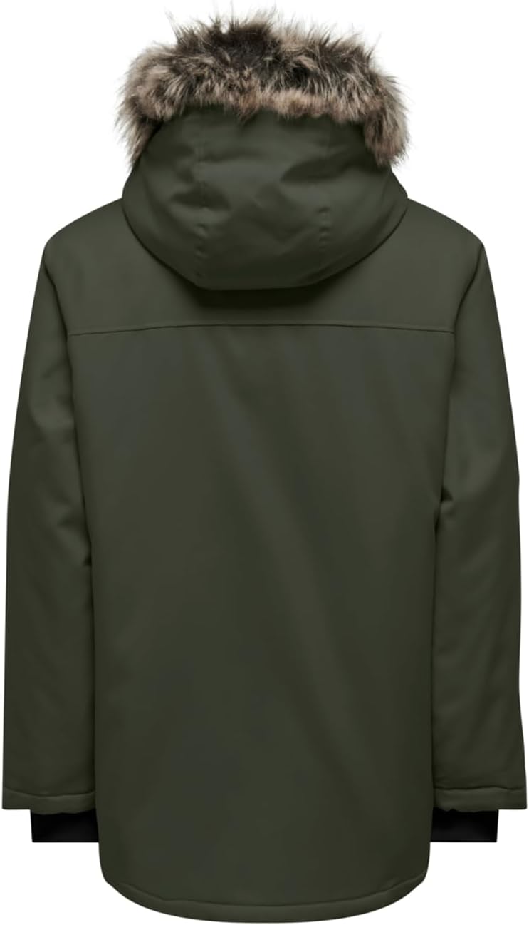 ONLY & SONS Herren Onsfuture Faux Fur Parka OTW Winterjacke M Peat, M Peat