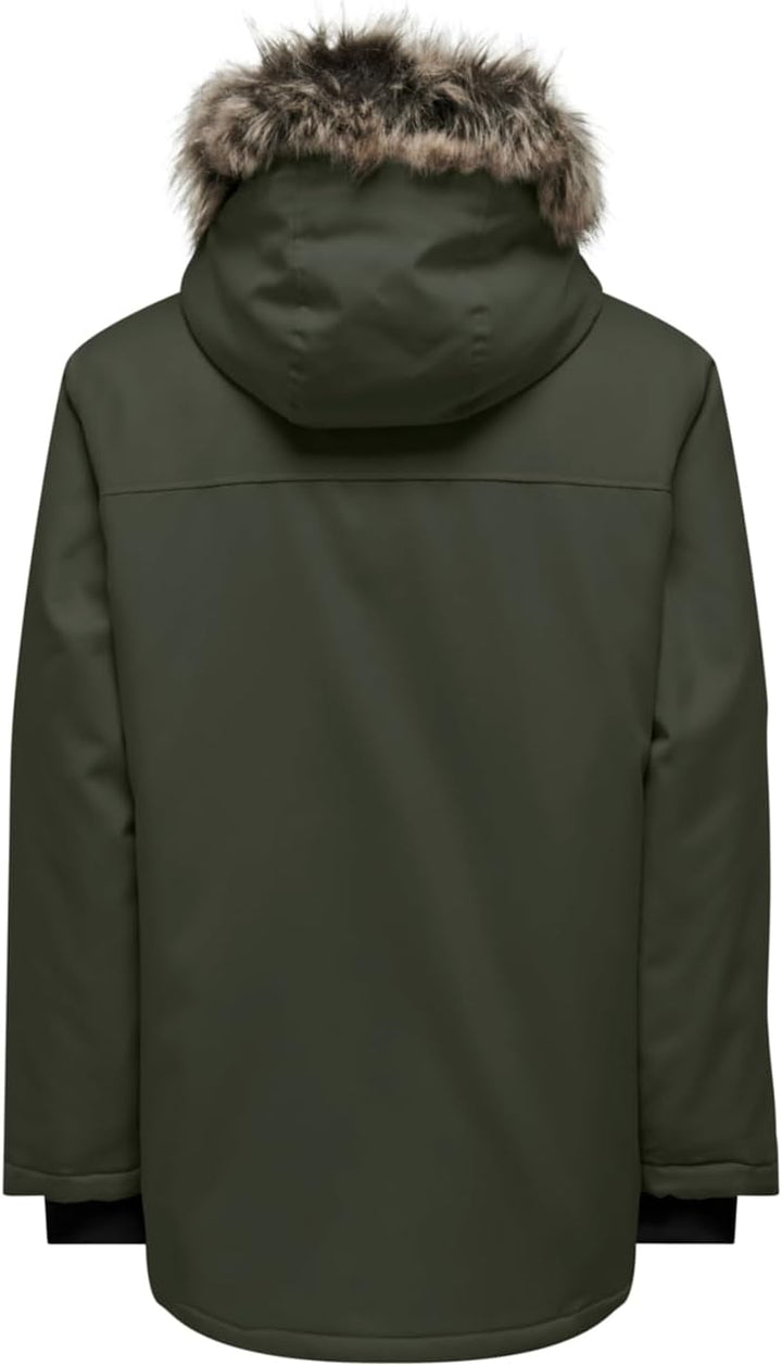 ONLY & SONS Herren Onsfuture Faux Fur Parka OTW Winterjacke M Peat, M Peat
