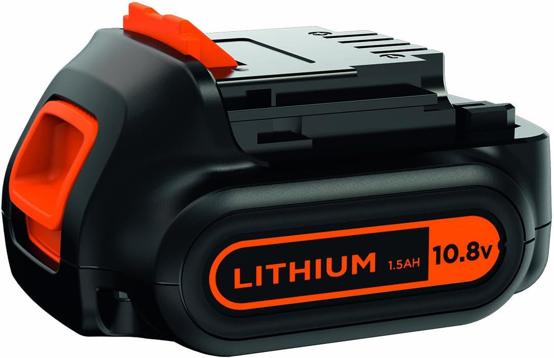 Black+Decker Kompakt-Bohrer (10,8V Li-Ion Akku-Bohrschrauber, LED-Arbeitslicht, Softgriff, 10 mm Sch