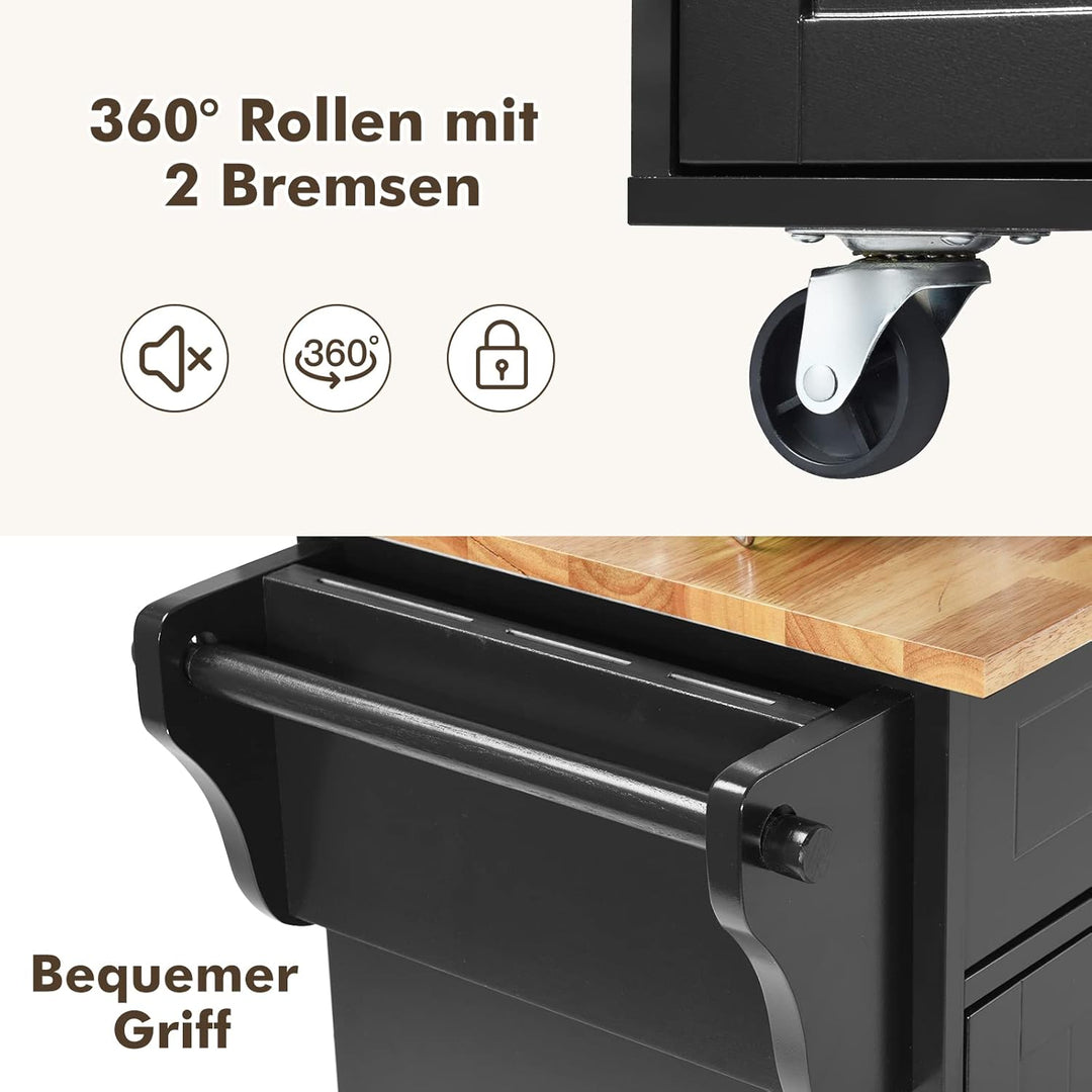 COSTWAY Küchenwagen auf Rollen, Servierwagen Küche, Küchentrolley mit Schubladen, Beistellwagen Küch