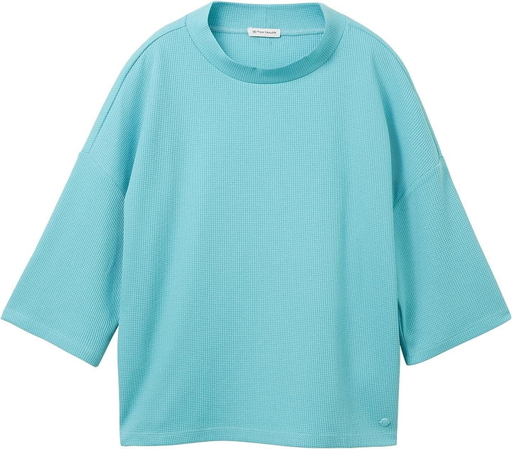 TOM TAILOR Damen Loose Fit Basic T-Shirt mit Struktur XS 10426-summer Teal, XS 10426-summer Teal