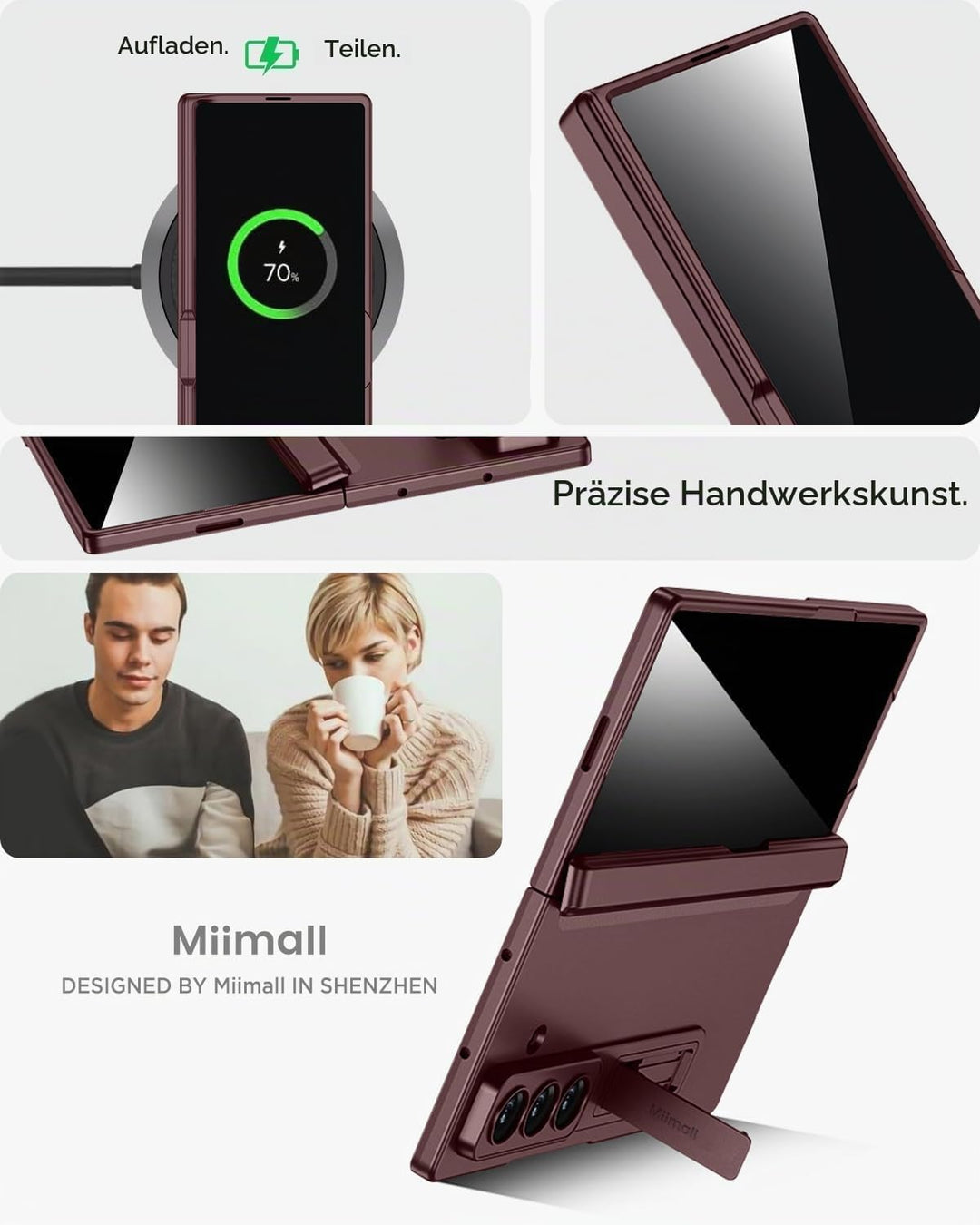 Miimall Kompatibel mit Samsung Galaxy Z Fold 7 Hülle mit Displayschutz Anti-SPY, [Magnetischer Schar