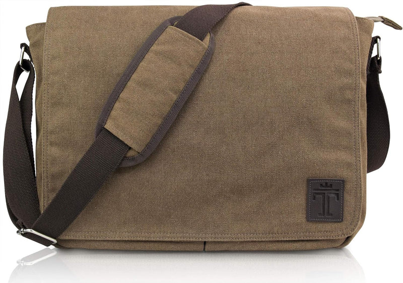 TRAVANDO Laptoptasche 14-16 Zoll Laptop Tasche Herren Umhängetasche Canvas Segeltuch Kuriertasche Me