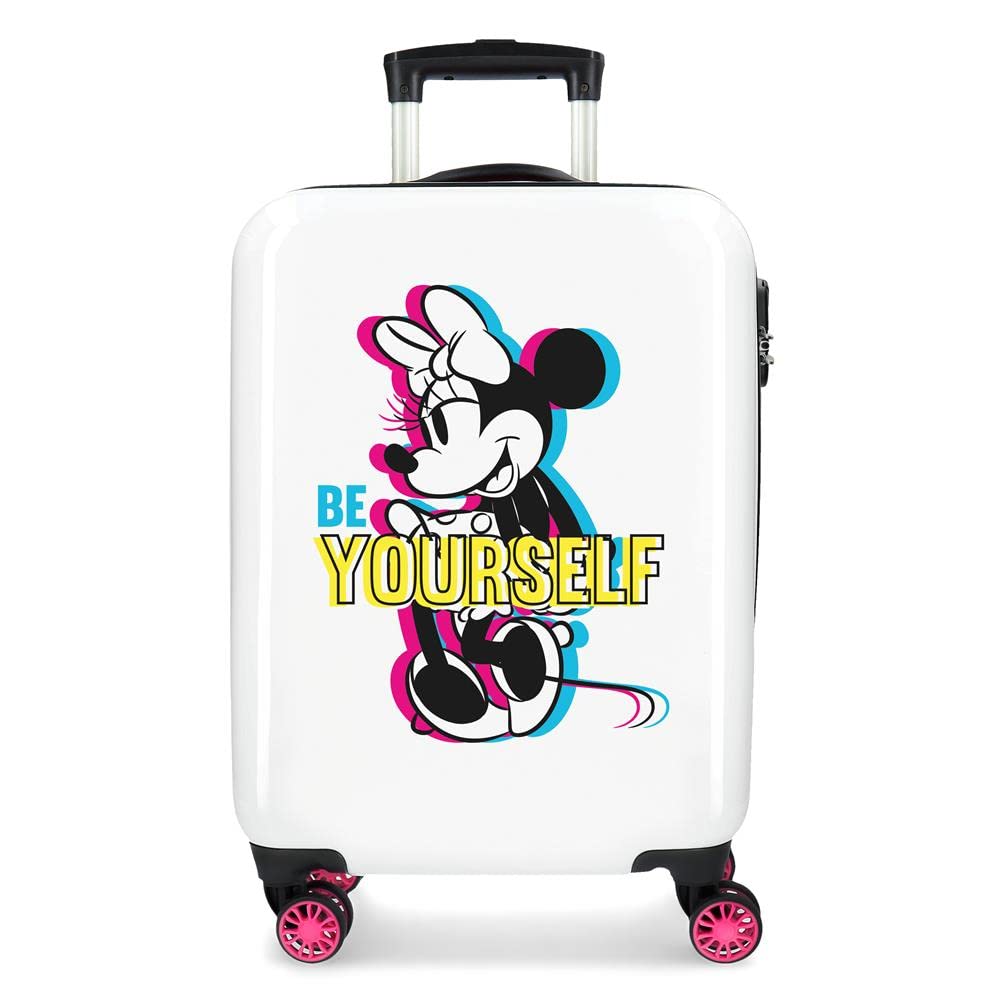 Disney Minnie Be Yourself - Traits Kabinenkoffer Weiss 38x55x20 cms Hartschalen ABS Kombinationsschl
