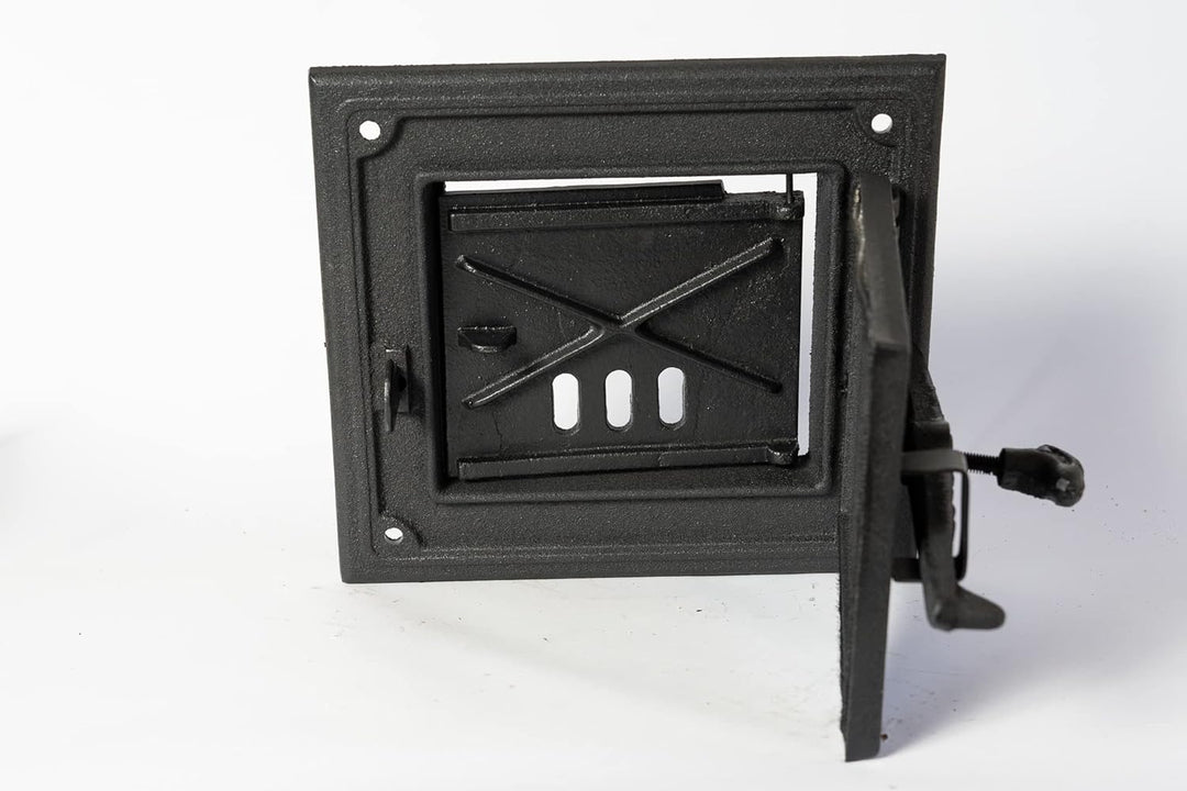 SEZAM Ofentür aus Gusseisen für Feuerstellen mit Dichtschnur - mit Türriegel, Brotofentür - Steinofe