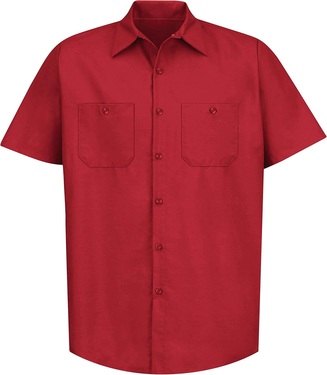 Red Kap Herren Men's Short Sleeve Industrial Stripe Work Shirt Hemd XXL Rot/Ausflug, Einfarbig (Geta