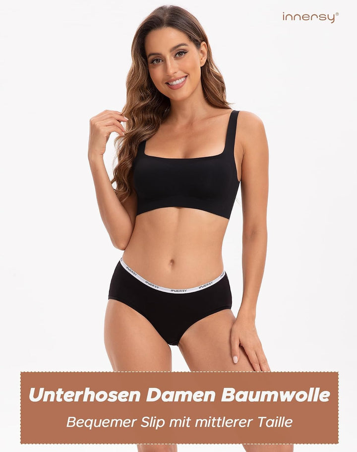 INNERSY Unterhosen Damen Baumwolle Slips Mehrpack Hipster Bequem Unterwäsche 6er Pack XXL Dunkle, XX