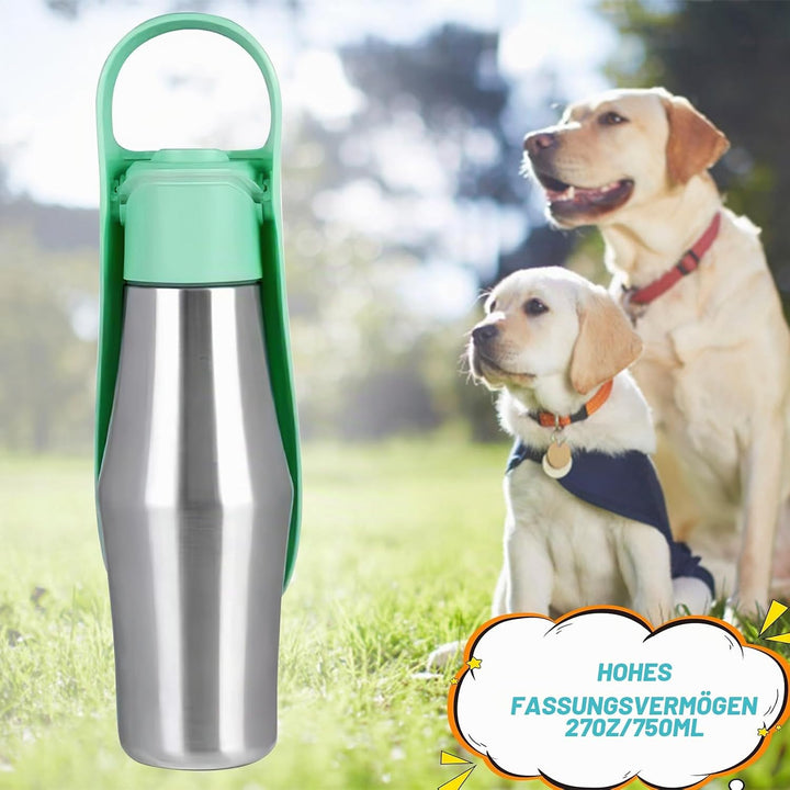 Wasserflasche für Hunde, ZoneYan 750 ml Edelstahl Hundetrinkflasche für Unterwegs, Tragbare Trinkfla