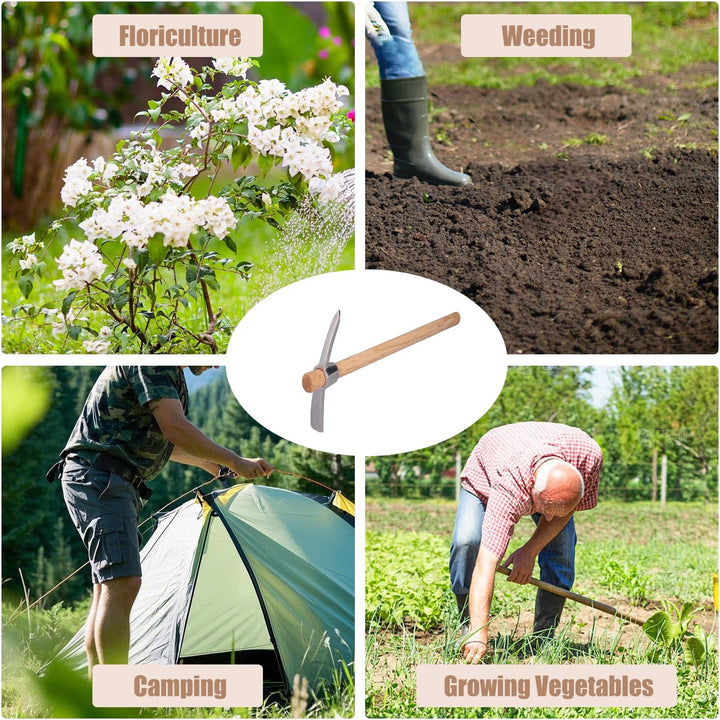 Tissting Spitzhacke mit Hartholzstiel, 40cm/15,74 Zoll Wiedehopfhacke Gartenhacke, Unkrauthacke, Han
