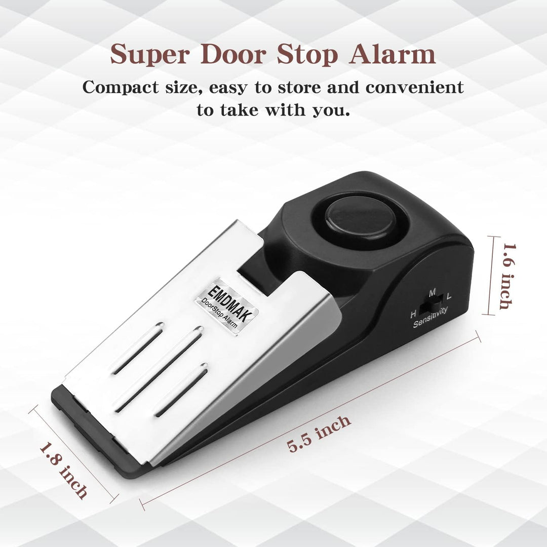EMDMAK Türstopper-Alarm mit 120 dB Sirene, Türstopper für Zuhause und Reisen, Schwarz, 2 Stück Two p