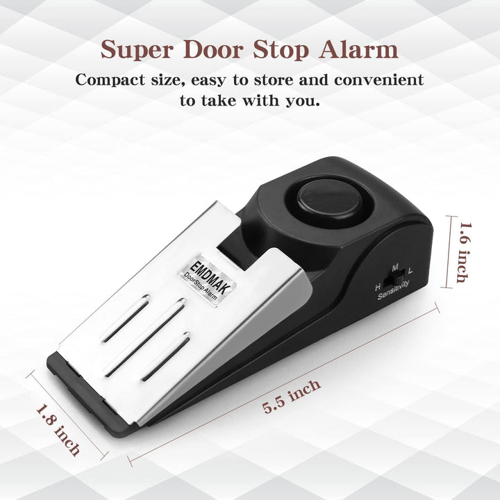 EMDMAK Türstopper-Alarm mit 120 dB Sirene, Türstopper für Zuhause und Reisen, Schwarz, 2 Stück Two p