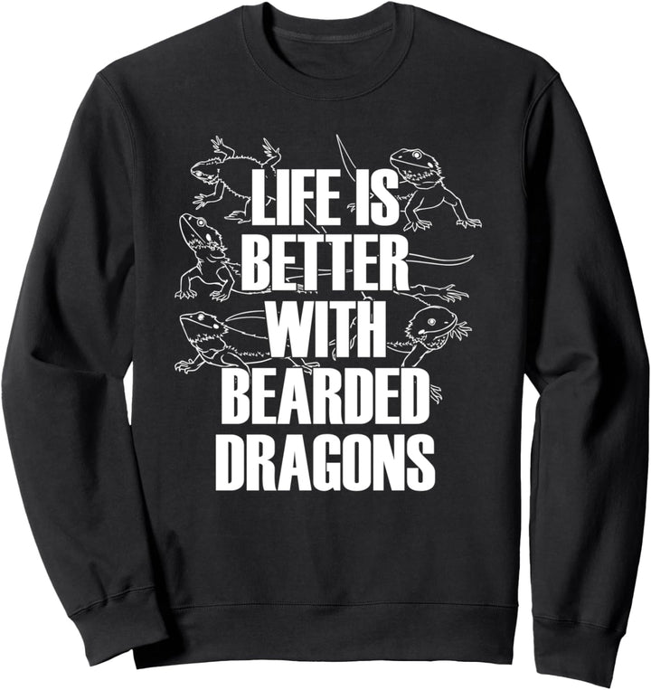 Leben mit Bartagam Ironisch Echse Reptilien Sweatshirt