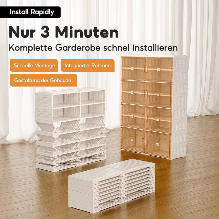Grosser Schuhschrank,Transparente Schuhboxen,Schuhregal Platzsparend,Stapelbar, mit Magnetischer Tür