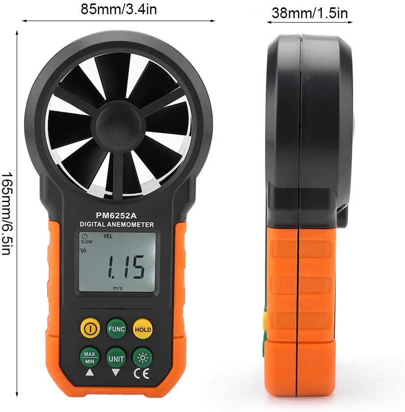 Digital Windmesser PM6252A Anemometer Luftvolumen Messanemometer mit LCD Display für Windsurf Drache