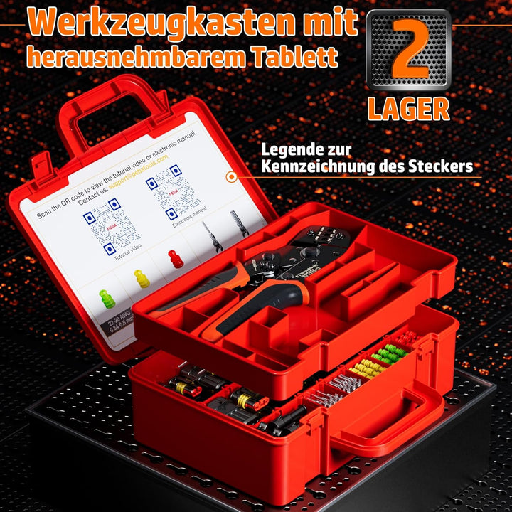 PEBA Crimpzange Wasserdicht Kfz Stecker Set, Crimpzangen 0.34-2.5mm², 1/2/3/4 Polig Steckverbinder f