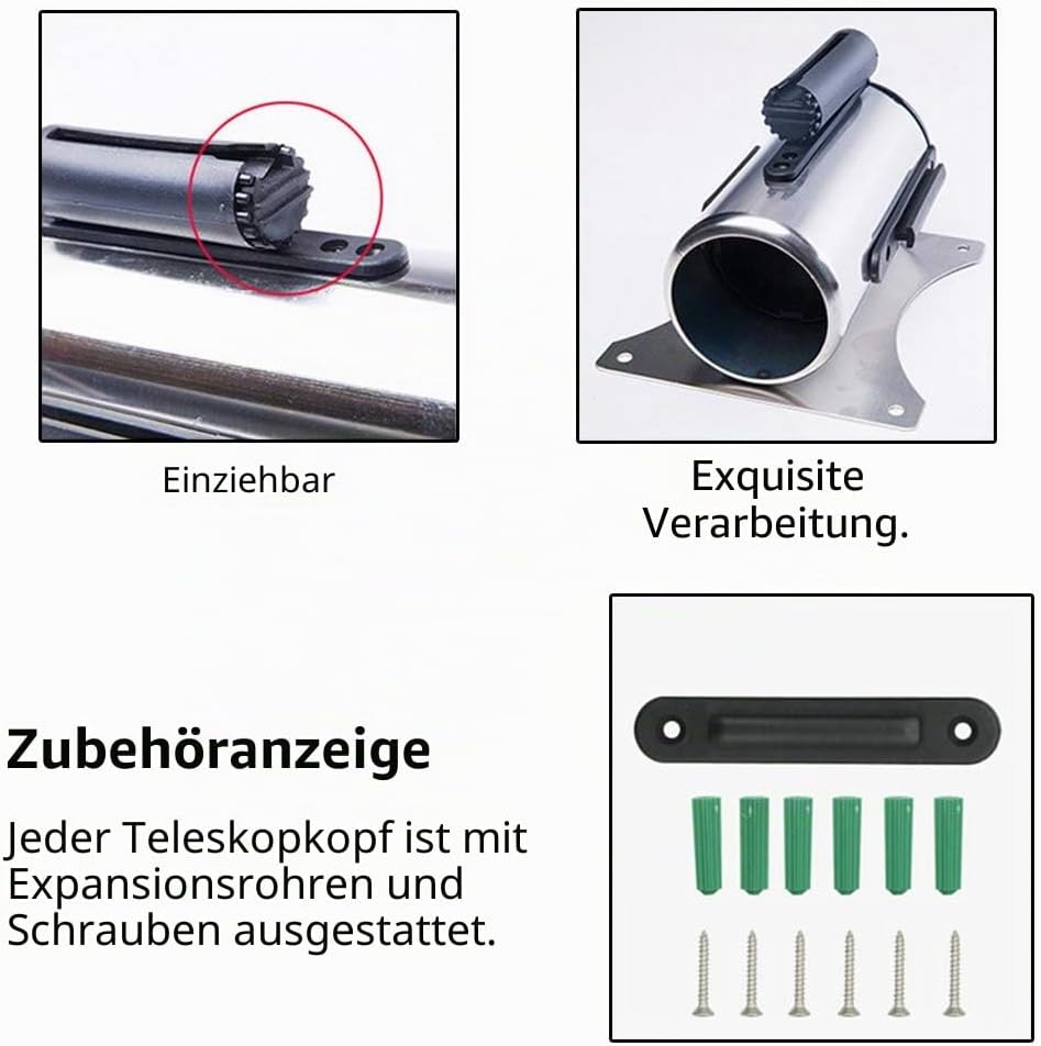 Edelstahl Absperrband,Yueser 2 x 3M Edelstahl Einzeihbar Wand Montiert Absperrung Einziehbar Absperr